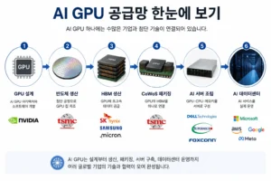 AI GPU 공급망 GPU 설계 반도체 생산 HBM CoWoS 패키징 AI 서버 데이터센터