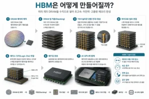 HBM이 여러 개의 DRAM을 수직으로 쌓아 만들어지는 과정