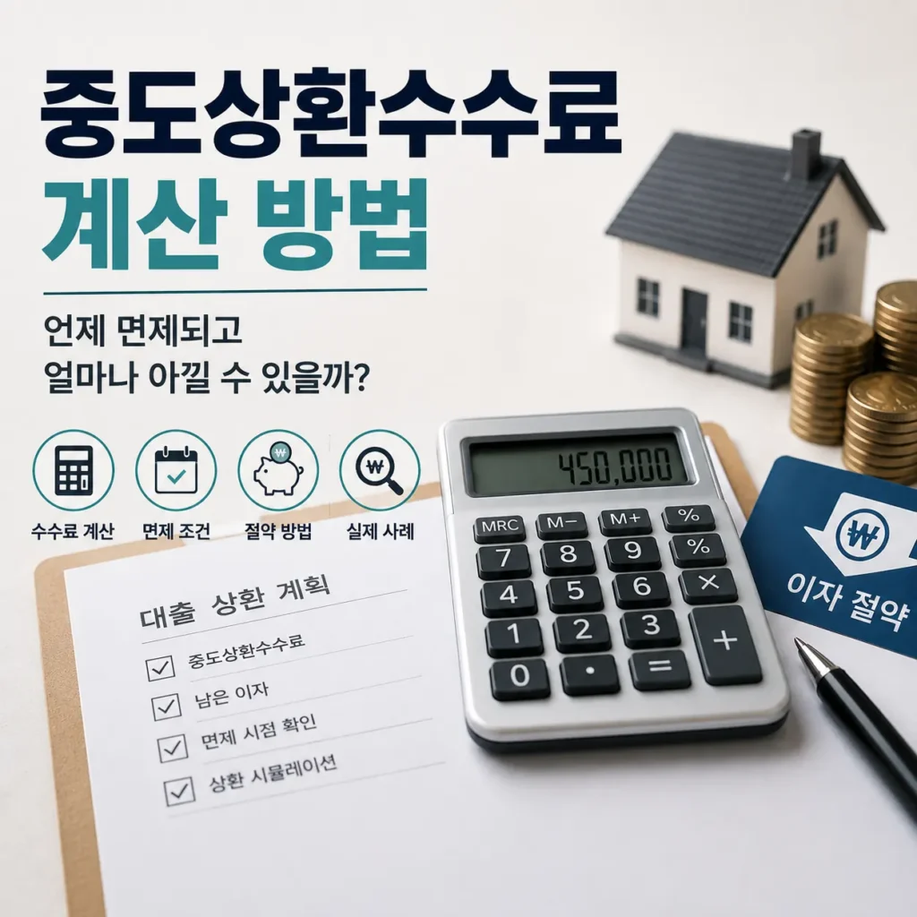 중도상환수수료 계산 방법과 면제 조건 및 이자 절약 방법