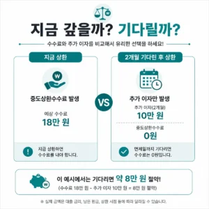 중도상환수수료 계산 지금 상환과 면제일까지 기다리기 비교