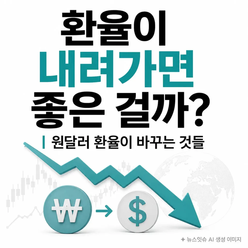 원달러 환율 하락이 물가와 기업, 생활에 미치는 영향을 나타낸 이미지