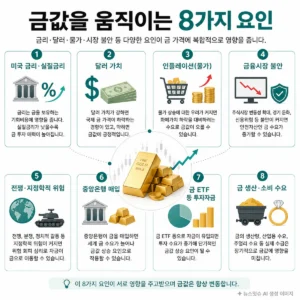 금값을 움직이는 8가지 요인 금리 달러 물가 금융시장 불안 중앙은행 투자자금 수요