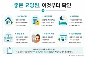 좋은 요양원 선택 전 확인해야 할 입소 가능 여부 비용 야간 돌봄 병원 연계 체크리스트
