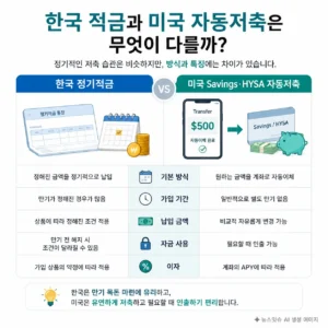 한국 정기적금과 미국 Savings HYSA 자동저축 차이 비교