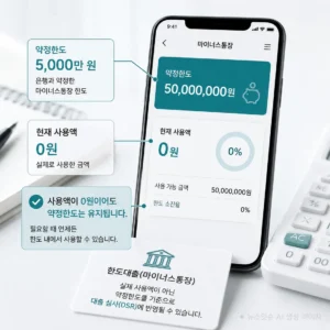 마이너스통장 DSR 사용액 0원과 약정한도 5,000만 원 차이