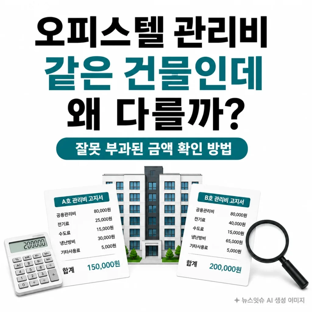 오피스텔 관리비가 호실마다 다른 이유와 잘못 부과된 금액 확인 방법