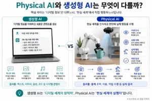 Physical AI와 생성형 AI 차이 비교 인포그래픽