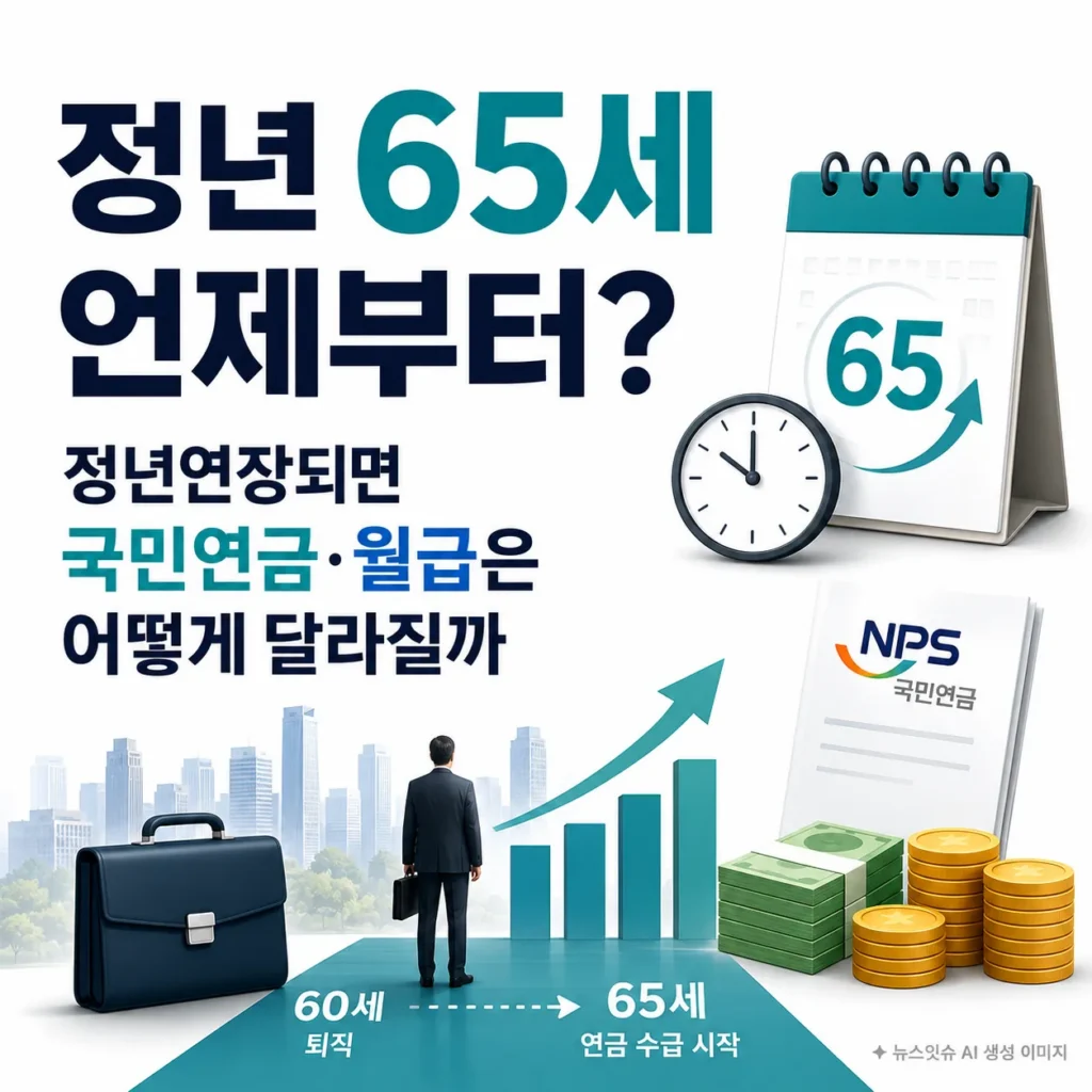 정년 65세 언제부터 정년연장 시 국민연금과 월급 변화