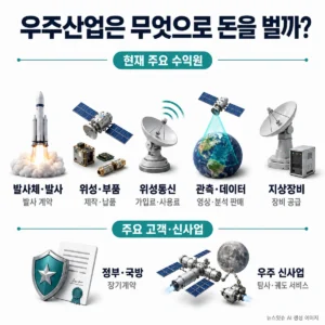 발사 서비스 위성 제작 위성통신 지구관측 데이터 지상장비로 구분한 우주산업 수익구조