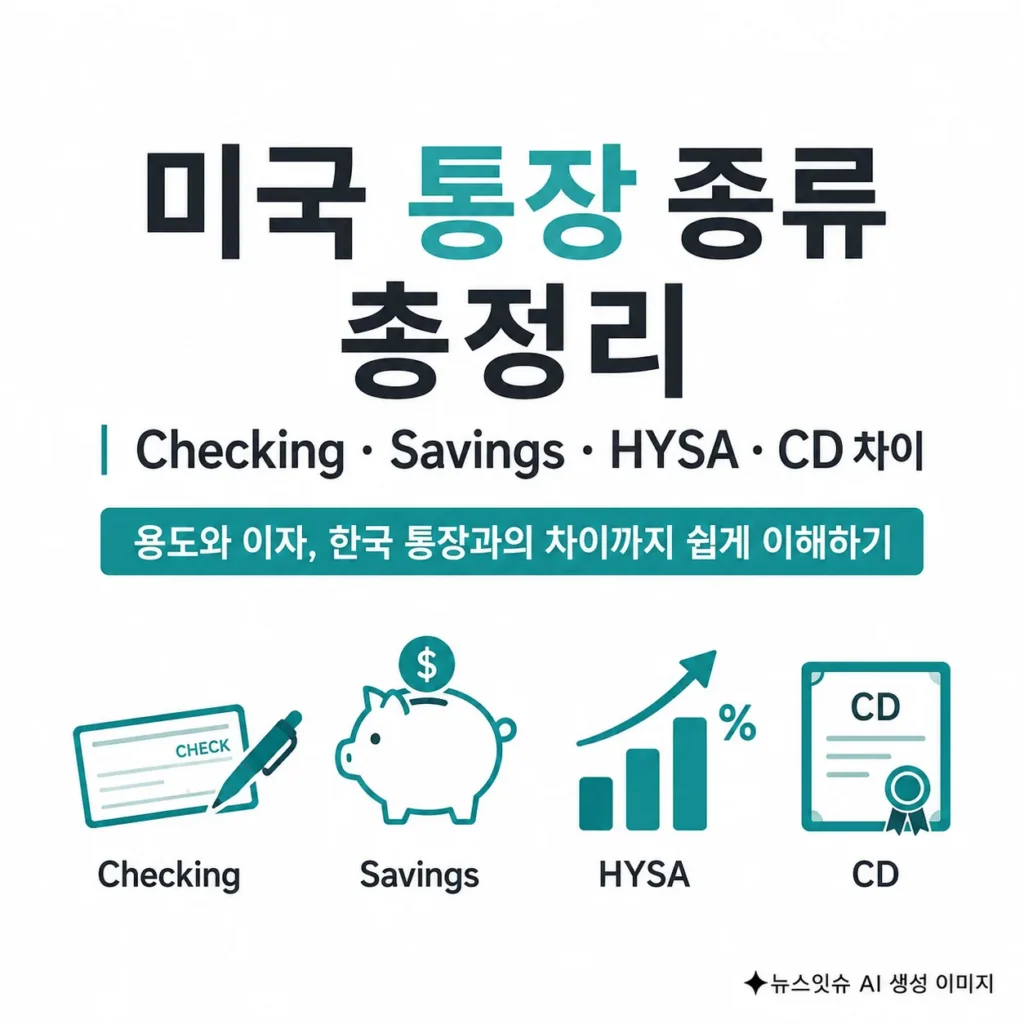 미국 통장 종류 Checking Savings HYSA CD 차이