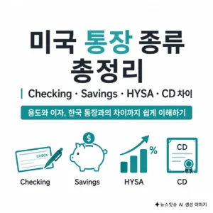미국 통장 종류 Checking Savings HYSA CD 차이