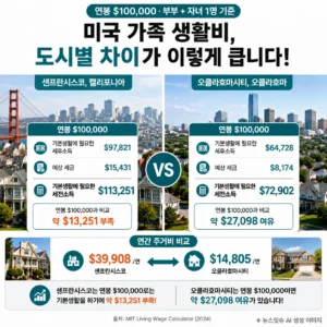 미국 연봉 10만 달러 샌프란시스코와 오클라호마시티 가족 생활비 비교