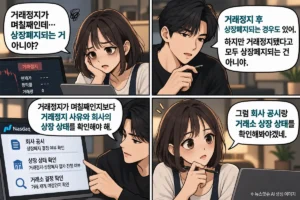 미국주식 거래정지 후 상장폐지 가능성과 확인 방법 만화