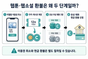 웹툰·웹소설 환불 시 이용권 취소부터 유상 재화 현금 환불까지의 과정