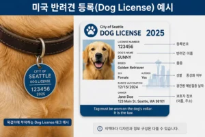 미국 반려견 등록 Dog License 예시와 등록 태그