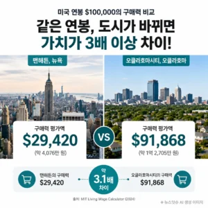 미국 연봉 10만 달러 맨해튼 오클라호마시티 구매력 비교