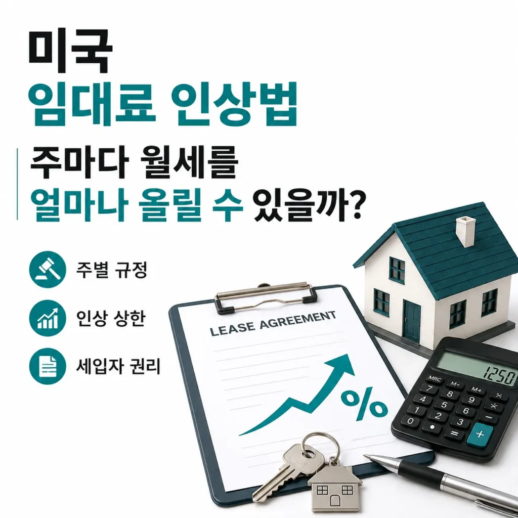 미국 임대료 인상법과 주별 월세 인상 상한을 설명한 대표 이미지