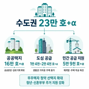 수도권 23만 호 추가 공급 구성 공공택지 도심 민간 공급