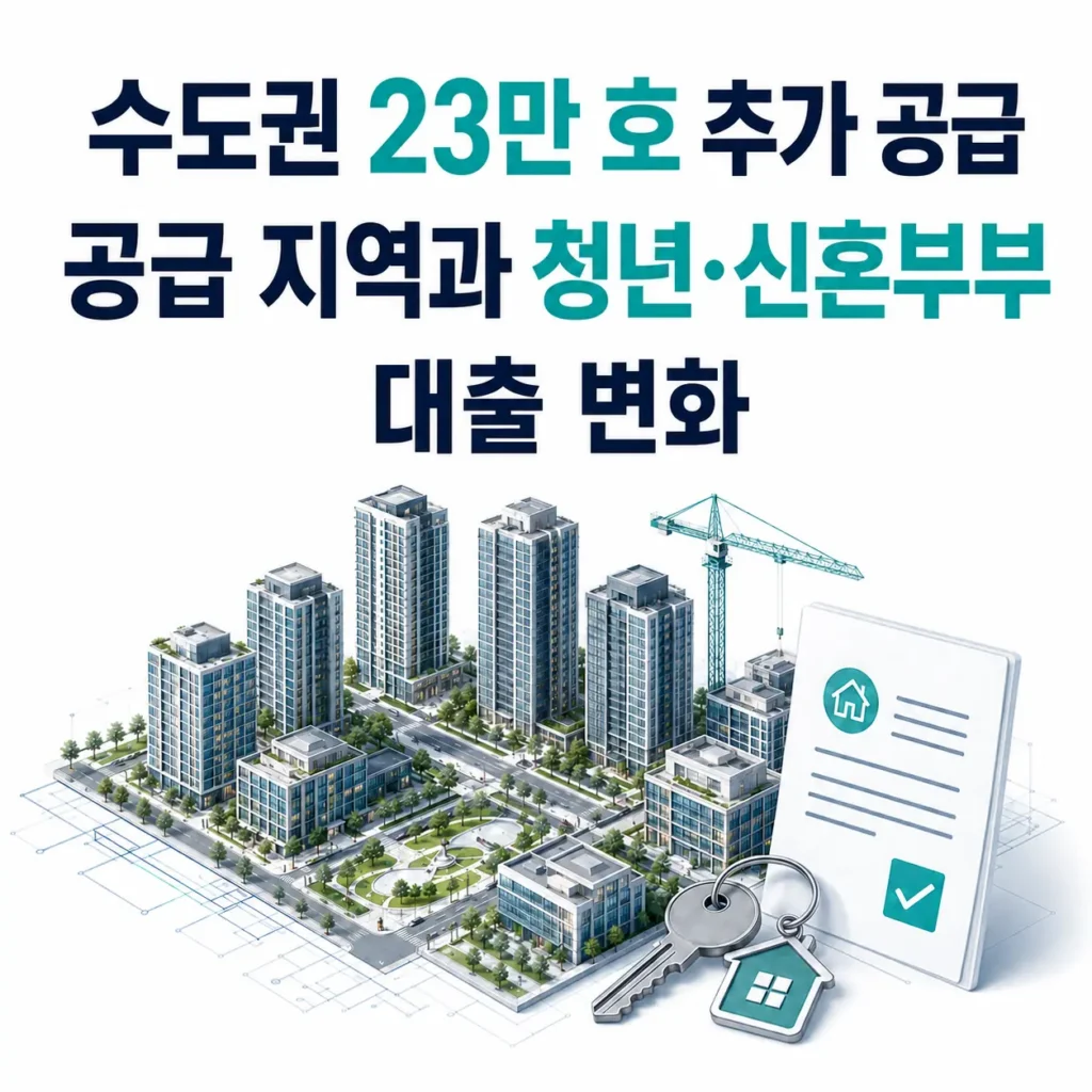 수도권 23만 호 추가 공급 지역과 청년 신혼부부 대출 변화