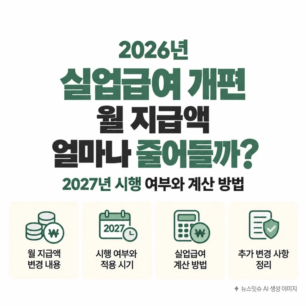 2026년 실업급여 개편에 따른 월 지급액 변화와 2027년 시행 여부 및 실업급여 계산 방법
