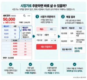 주식 시장가 주문 방법과 매도호가별 체결 예시