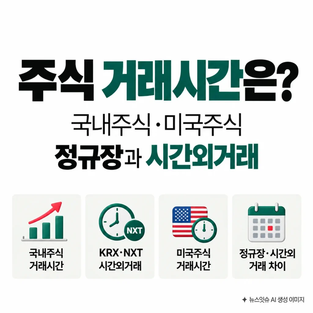 주식 거래시간 국내주식 미국주식 정규장과 시간외거래 KRX NXT 비교