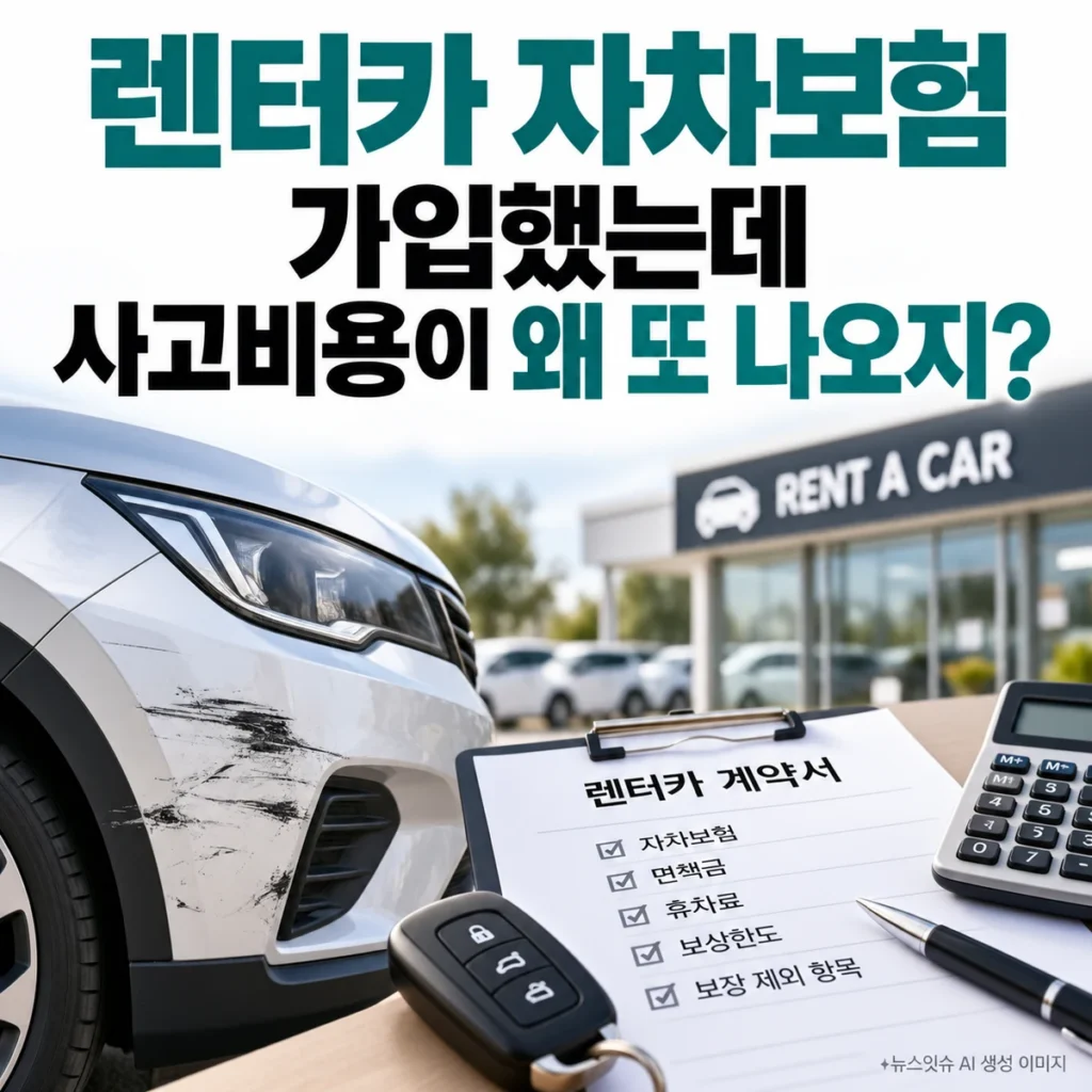 렌터카 자차보험 가입 후 발생하는 사고비용과 면책금·휴차료