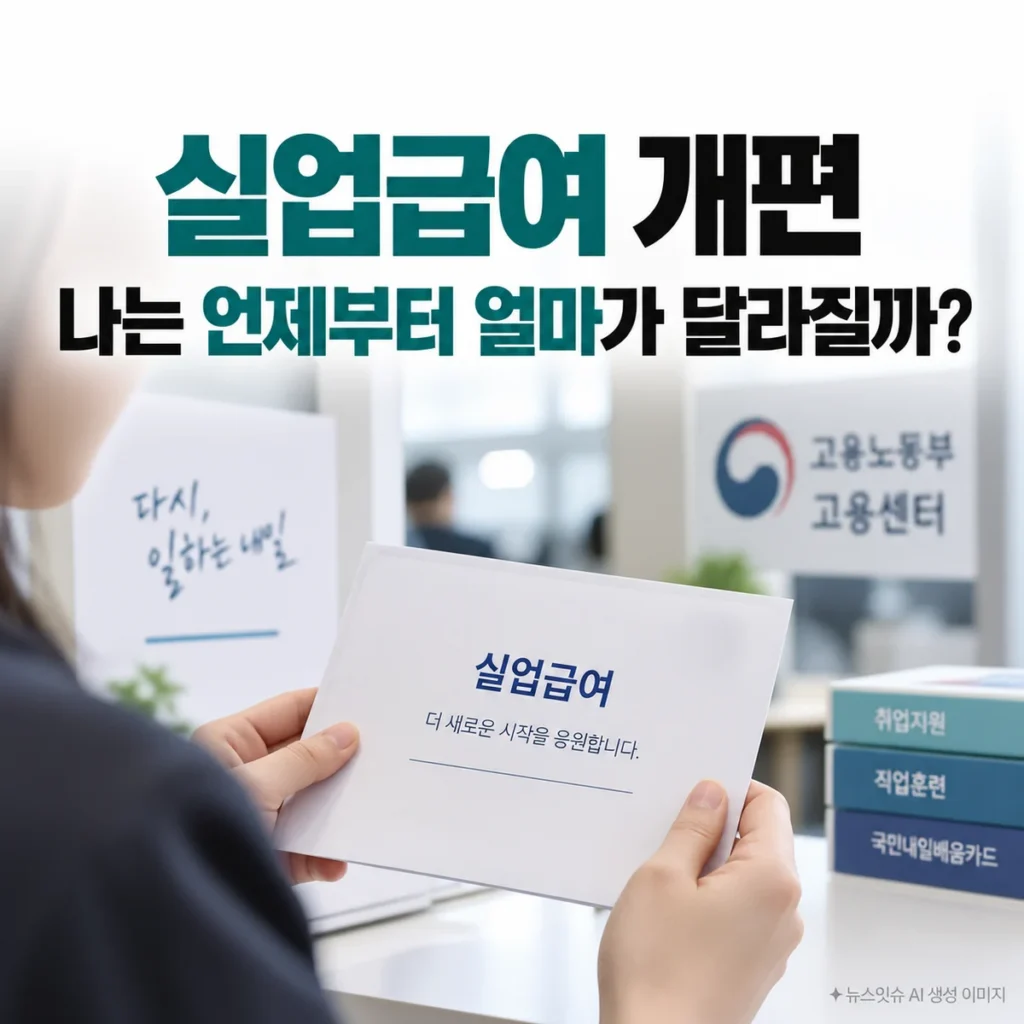 실업급여 개편 시행 시기와 수령액 변화를 보여주는 이미지