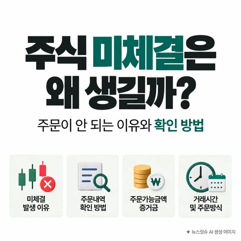 주식 미체결 발생 이유와 주문내역 확인, 주문가능금액·증거금 부족, 거래시간 및 주문방식 안내