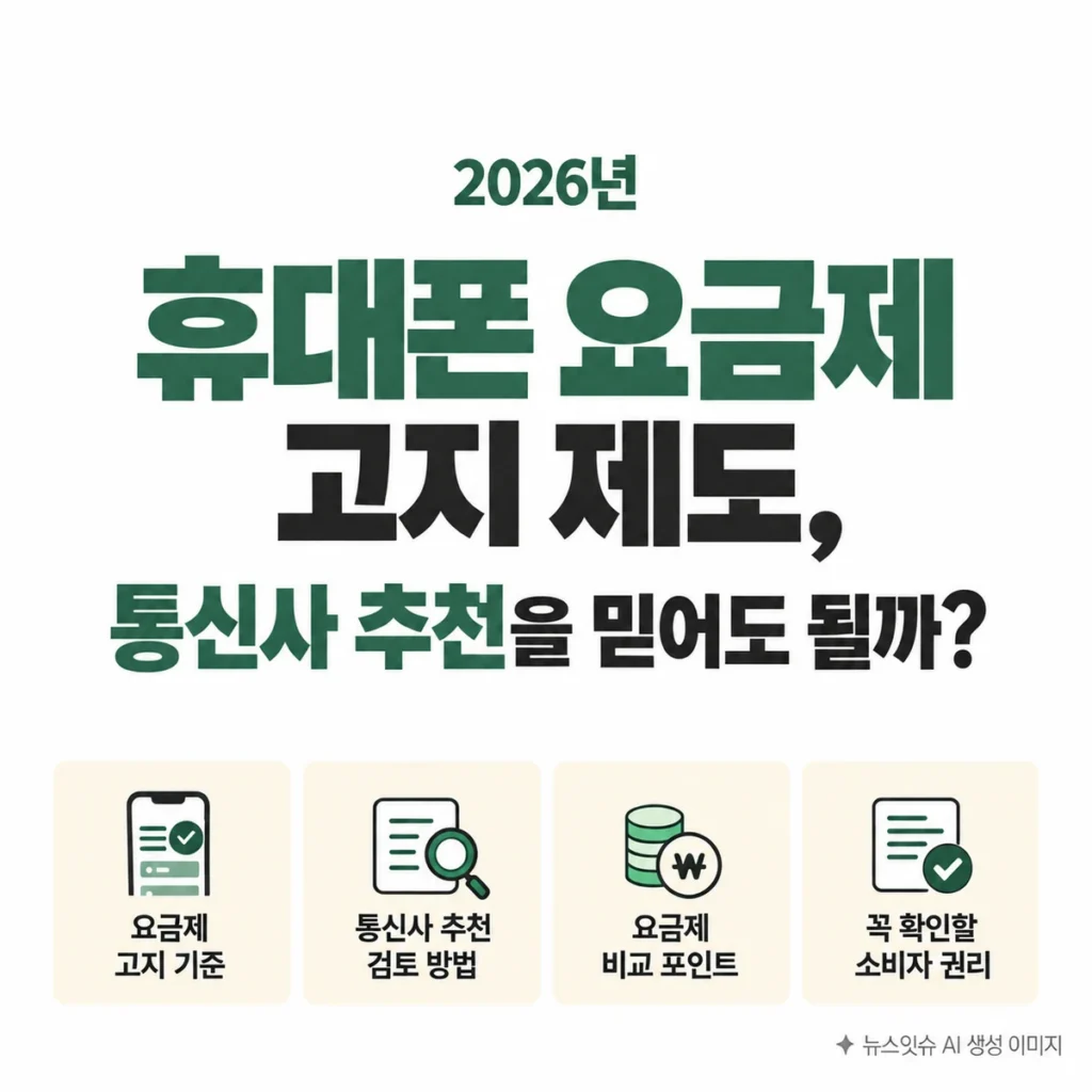 2026년 휴대폰 요금제 고지제도와 통신사 추천 검토 방법, 요금제 비교 기준